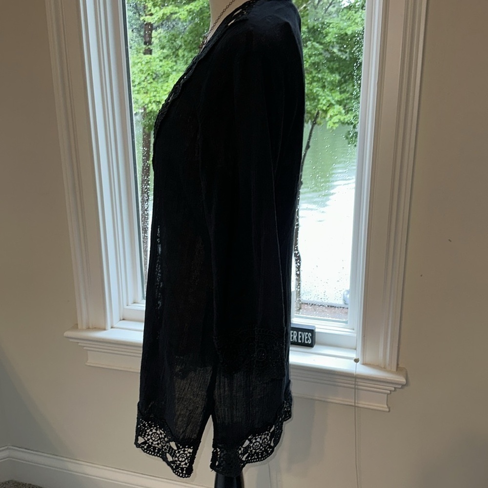 La Blanca 100% Cotton Swim Cover Up, Black, Size Small, EUC - Picture 3 of 6